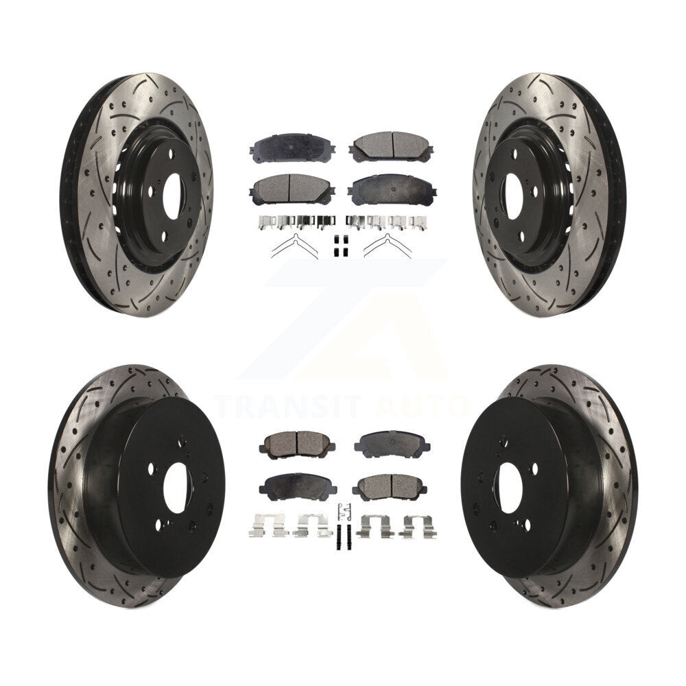 Drilled Slot Disc Brake Rotor & Ceramic Pad Front Rear Kit For Toyota Highlander