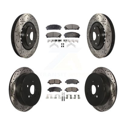 Drilled Slot Disc Brake Rotor & Ceramic Pad Front Rear Kit For Toyota Highlander