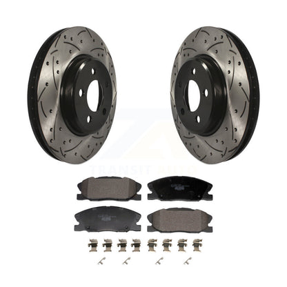 Drill Slot Brake Rotors Ceramic Pad Front Kit For 14 Dodge Charger RWD with 3.6L