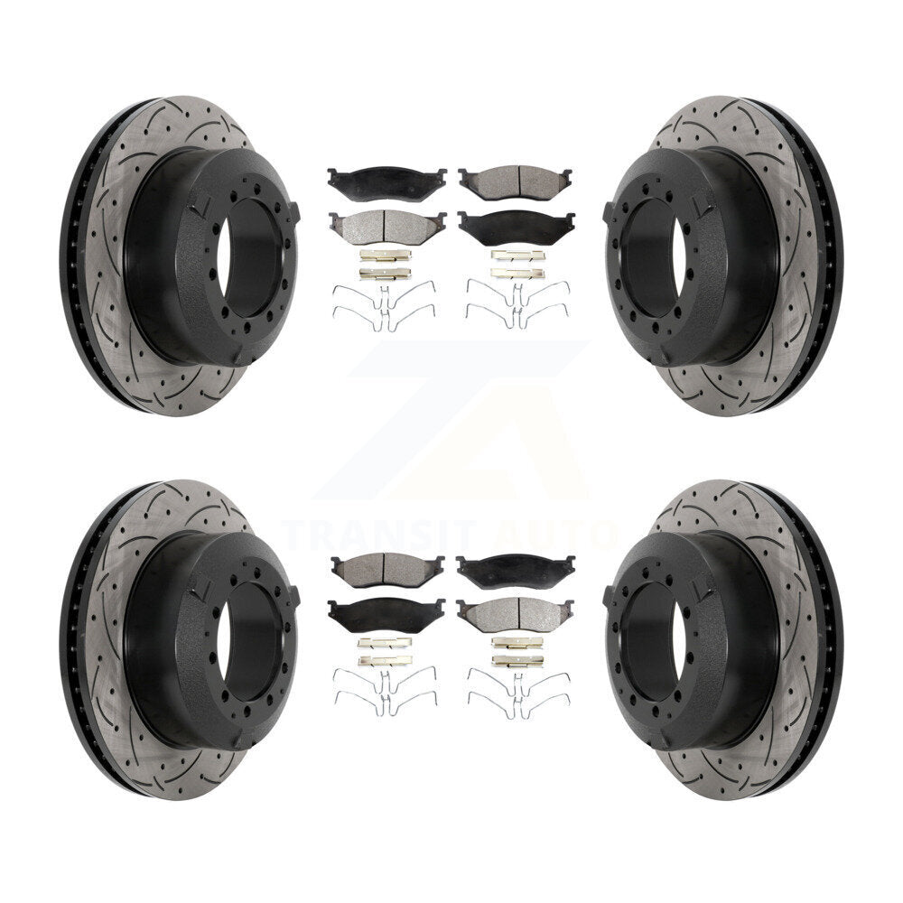 Drill Slot Brake Rotor Ceramic Pad Front Rear Kit For International TerraStar IC