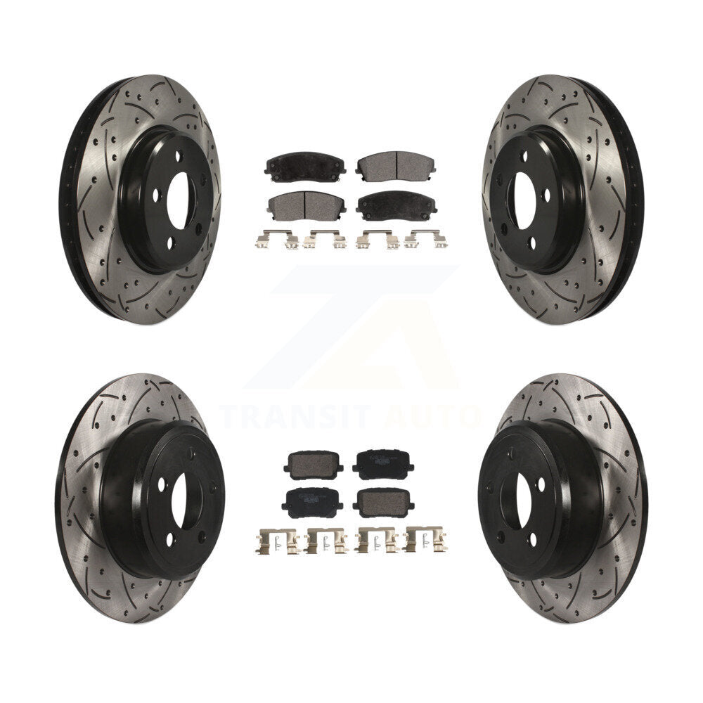 Coated Drill Slot Disc Brake Rotors Ceramic Pad Front Rear Kit For Dodge Charger