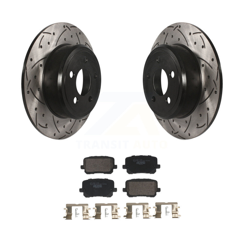 Coated Drilled Slotted Disc Brake Rotor & Ceramic Pad Rear Kit For Dodge Charger