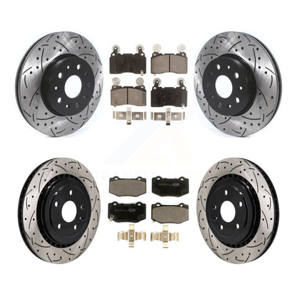 Coat Drill Slot Disc Brake Rotor Ceramic Pad Front Rear Kit For Chevrolet Camaro