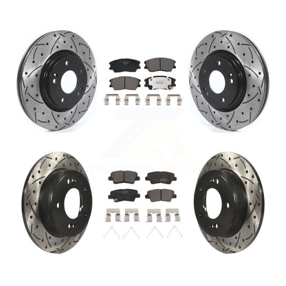Coated Drilled Slotted Disc Brake Rotors Ceramic Pad Front Rear Kit For Kia Soul