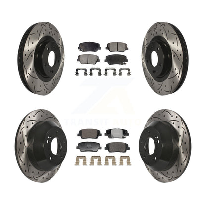 Drill Slot Brake Rotor Ceramic Pad Front Rear Kit For Hyundai Santa Fe Sport Kia