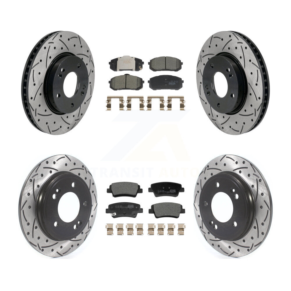 Coat Drill Slot Disc Brake Rotors Ceramic Pad Front Rear Kit For Hyundai Elantra