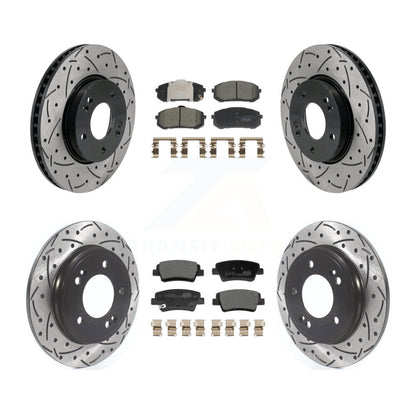 Coat Drill Slot Disc Brake Rotors Ceramic Pad Front Rear Kit For Hyundai Elantra