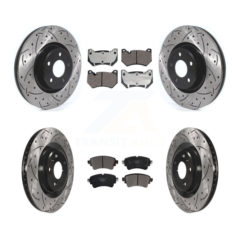 Coated Drilled Slotted Disc Brake Rotor & Ceramic Pad Front Rear Kit For Audi Q5
