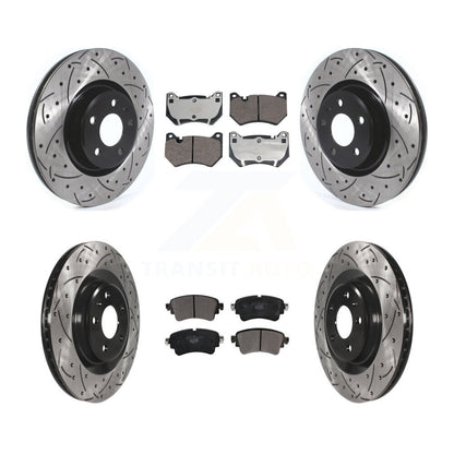 Coated Drilled Slotted Disc Brake Rotor & Ceramic Pad Front Rear Kit For Audi Q5