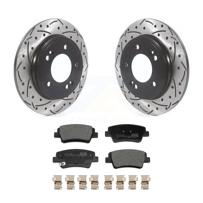 Coated Drilled Slotted Disc Brake Rotor Ceramic Pad Rear Kit For Hyundai Elantra