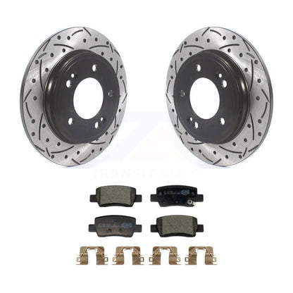Coated Drilled Slotted Disc Brake Rotor Ceramic Pad Rear Kit For Hyundai Elantra