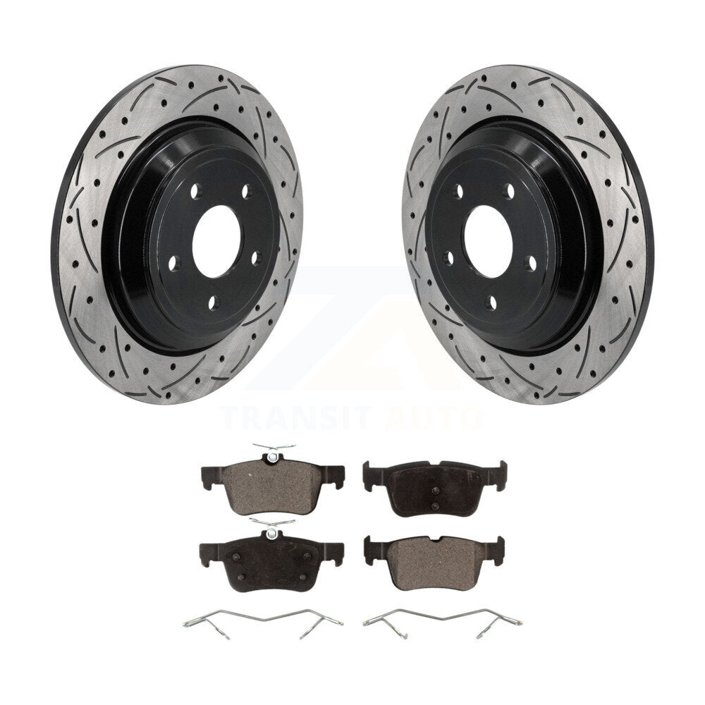 Drill Slot Brake Rotor Ceramic Pad Rear Kit For Ford Escape Bronco Sport Lincoln