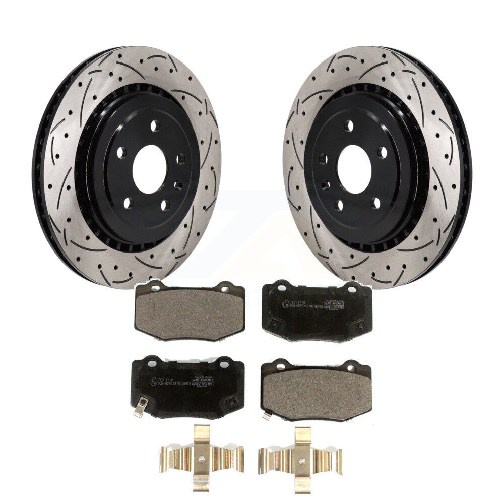 Drilled Slot Brake Rotors Ceramic Pad Rear Kit For Chevrolet Camaro Cadillac ATS