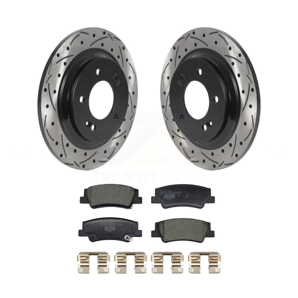 Drilled Slot Brake Rotors Ceramic Pad Rear Kit For Hyundai Sonata Kia Niro EV K5