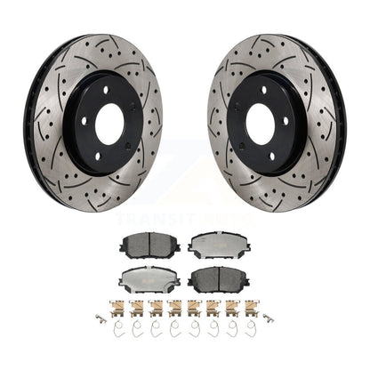 Coated Drilled Slotted Disc Brake Rotor & Ceramic Pad Front Kit For Nissan Rogue