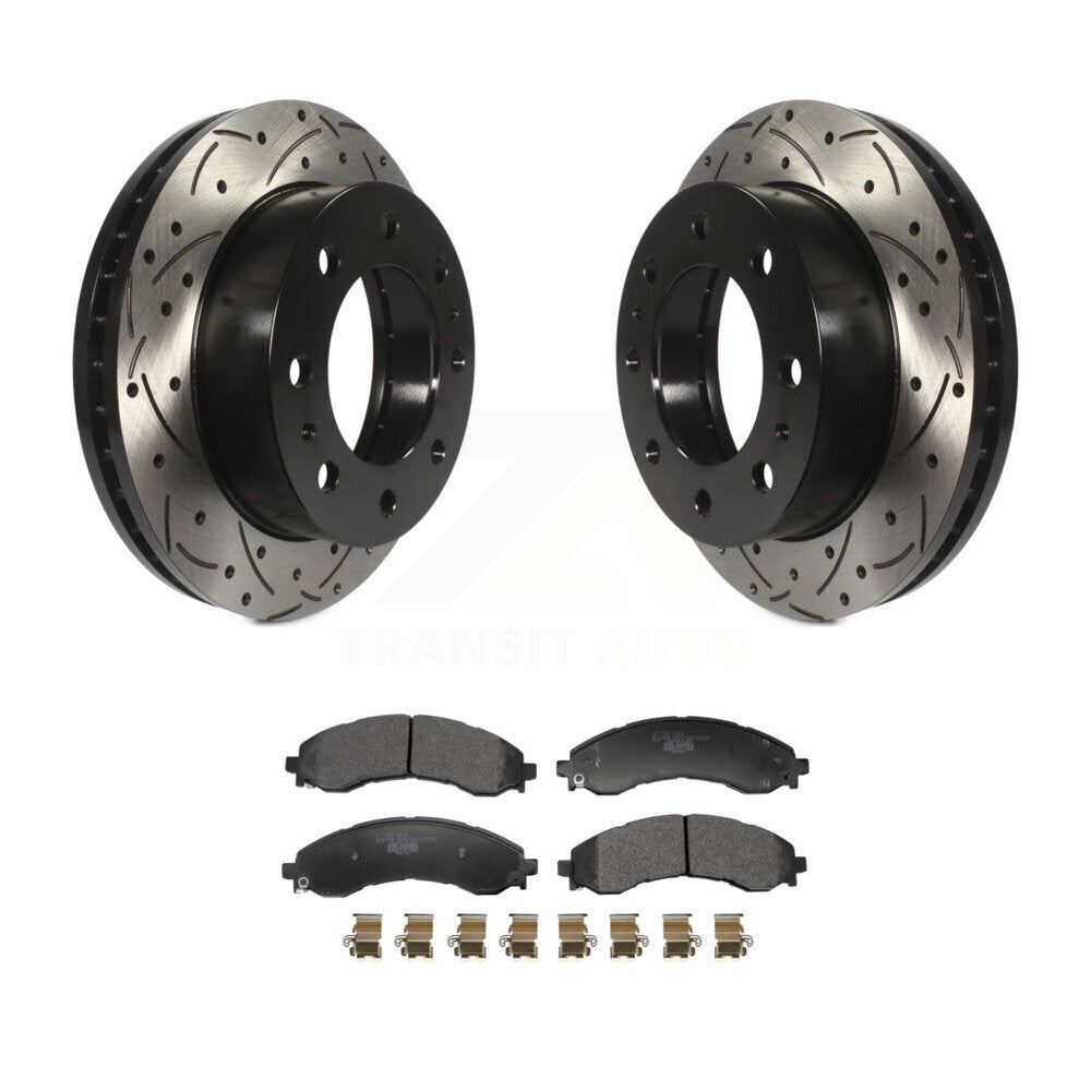 Drill Slot Brake Rotors Ceramic Pad Front Kit For GMC Chevrolet Savana 2500 3500