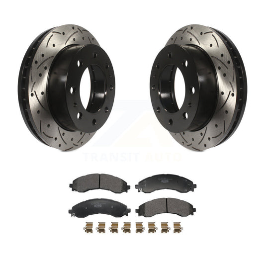Drill Slot Brake Rotors Ceramic Pad Front Kit For GMC Chevrolet Savana 2500 3500