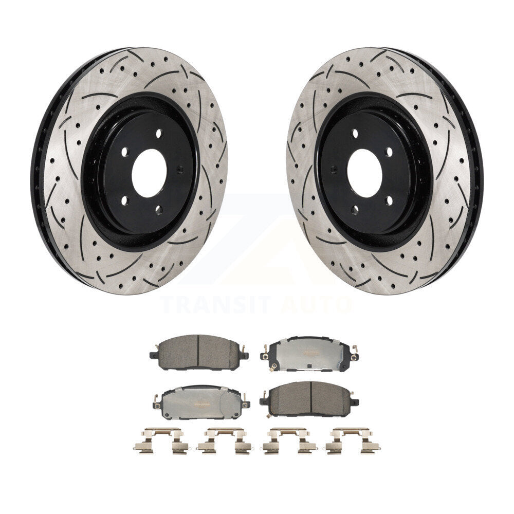Drilled Slot Brake Rotor & Ceramic Pad Front Kit For Mitsubishi Outlander Nissan