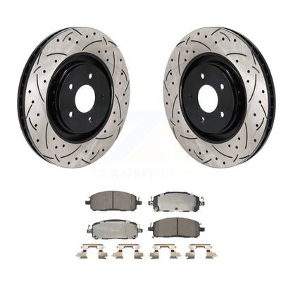 Drilled Slot Brake Rotor & Ceramic Pad Front Kit For Mitsubishi Outlander Nissan