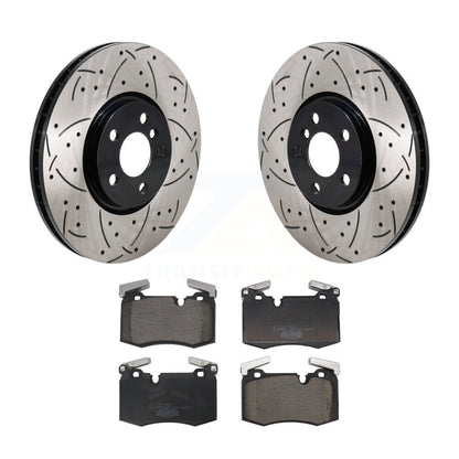 Drilled Slot Brake Rotor Ceramic Pad Front Kit For Mini Cooper John Works
