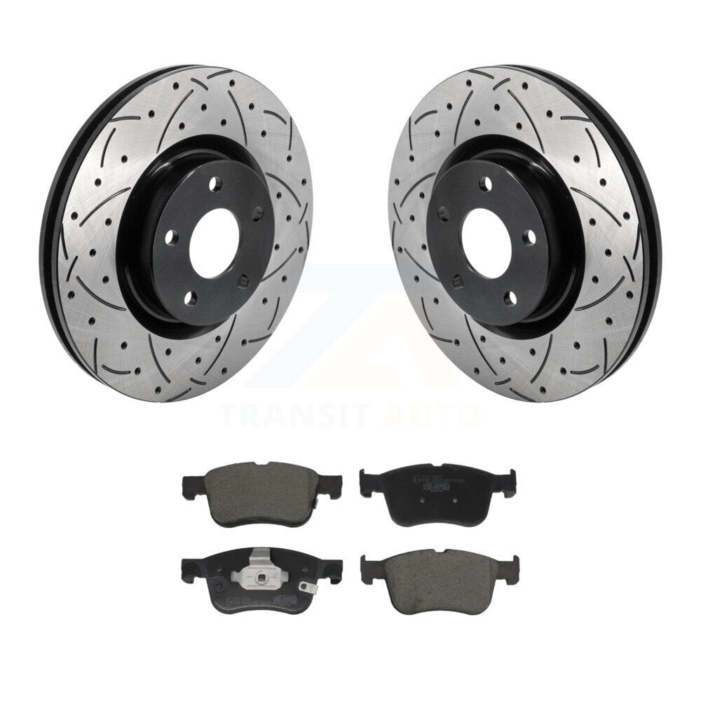 Drilled Slot Disc Brake Rotor Ceramic Pad Front Kit For Ford Escape Bronco Sport