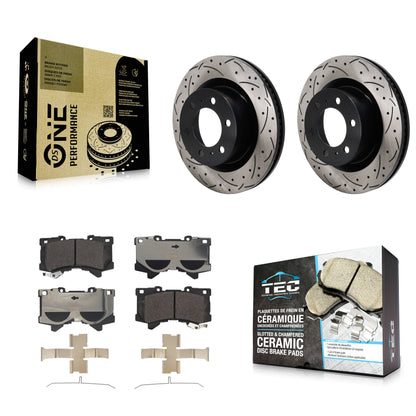 Drilled Slot Brake Rotor & Ceramic Pad Front Kit For Toyota Tundra Sequoia Lexus