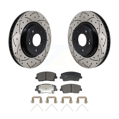 Drilled Slot Disc Brake Rotors Ceramic Pad Front Kit For Genesis G70 Kia Stinger
