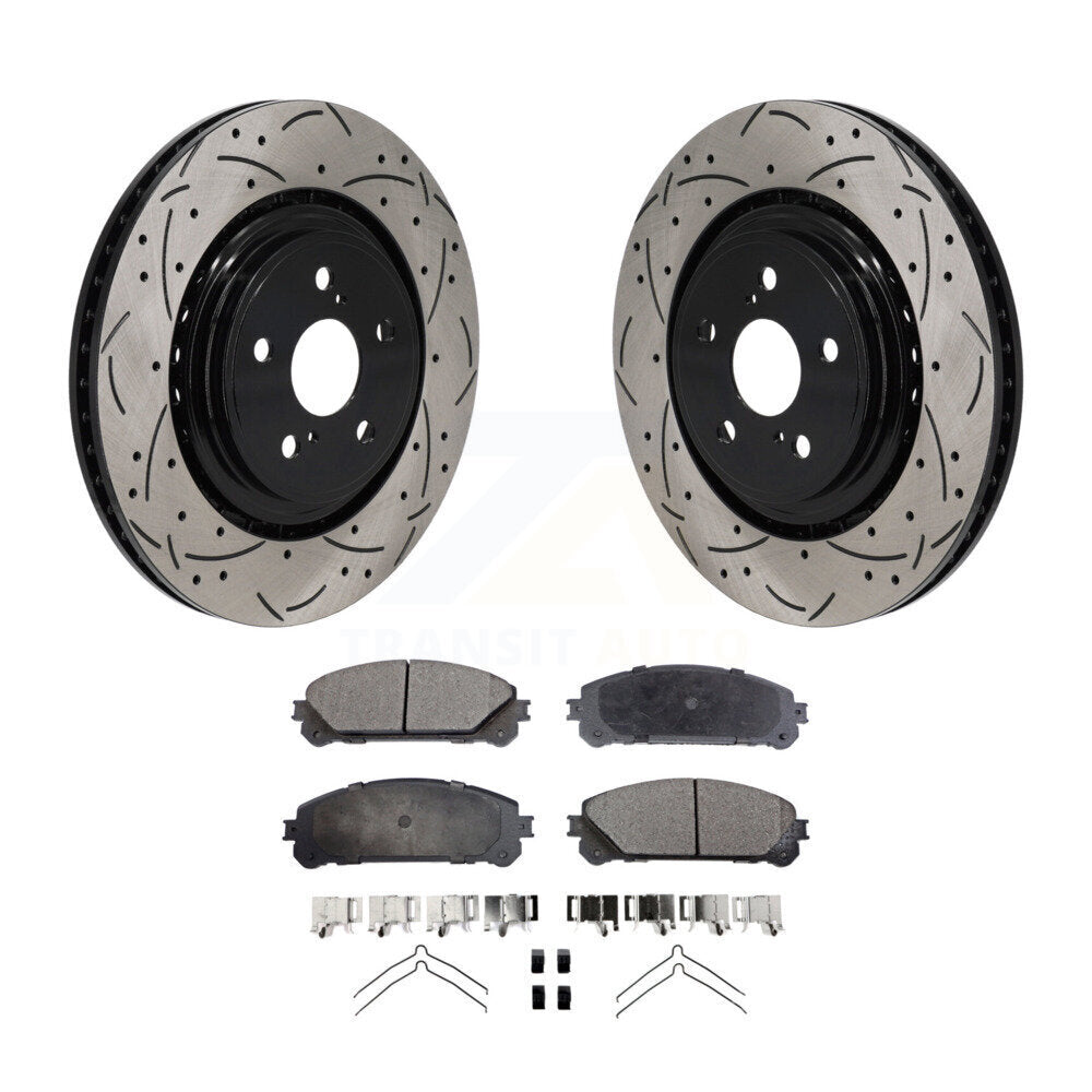 Drilled Slot Brake Rotor & Ceramic Pad Front Kit For 2020-2022 Toyota Highlander
