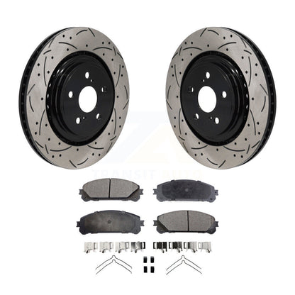 Drilled Slot Brake Rotor & Ceramic Pad Front Kit For 2020-2022 Toyota Highlander