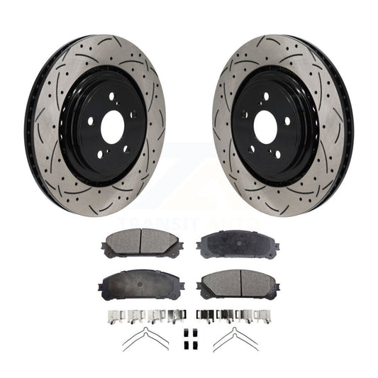 Drilled Slot Brake Rotor & Ceramic Pad Front Kit For 2020-2022 Toyota Highlander