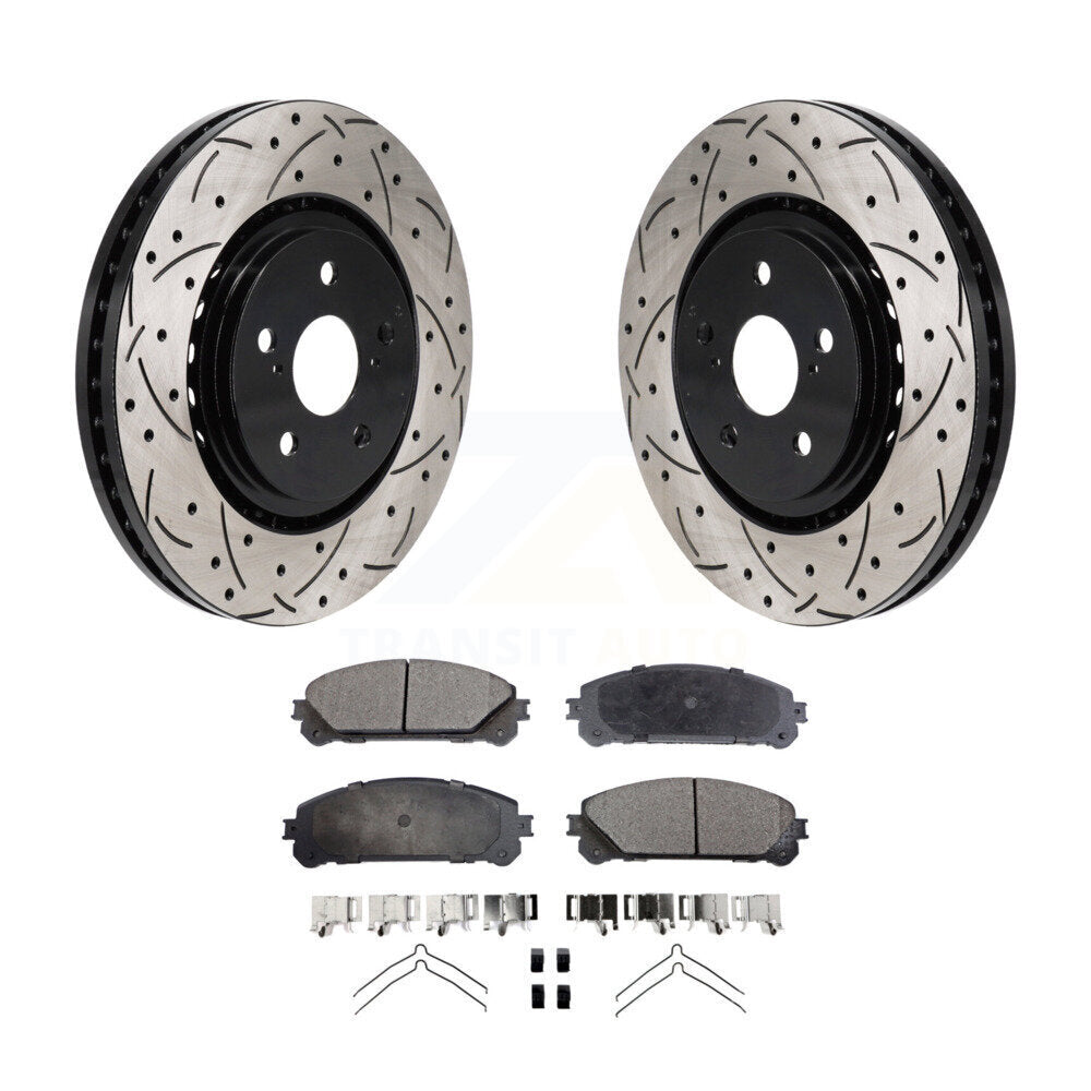 Drilled Slot Brake Rotor Ceramic Pad Front Kit For Toyota Sienna RAV4 Prime bZ4X