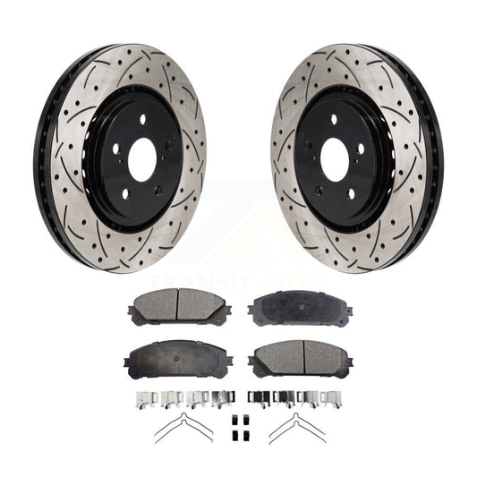 Drilled Slot Brake Rotor Ceramic Pad Front Kit For Toyota Sienna RAV4 Prime bZ4X