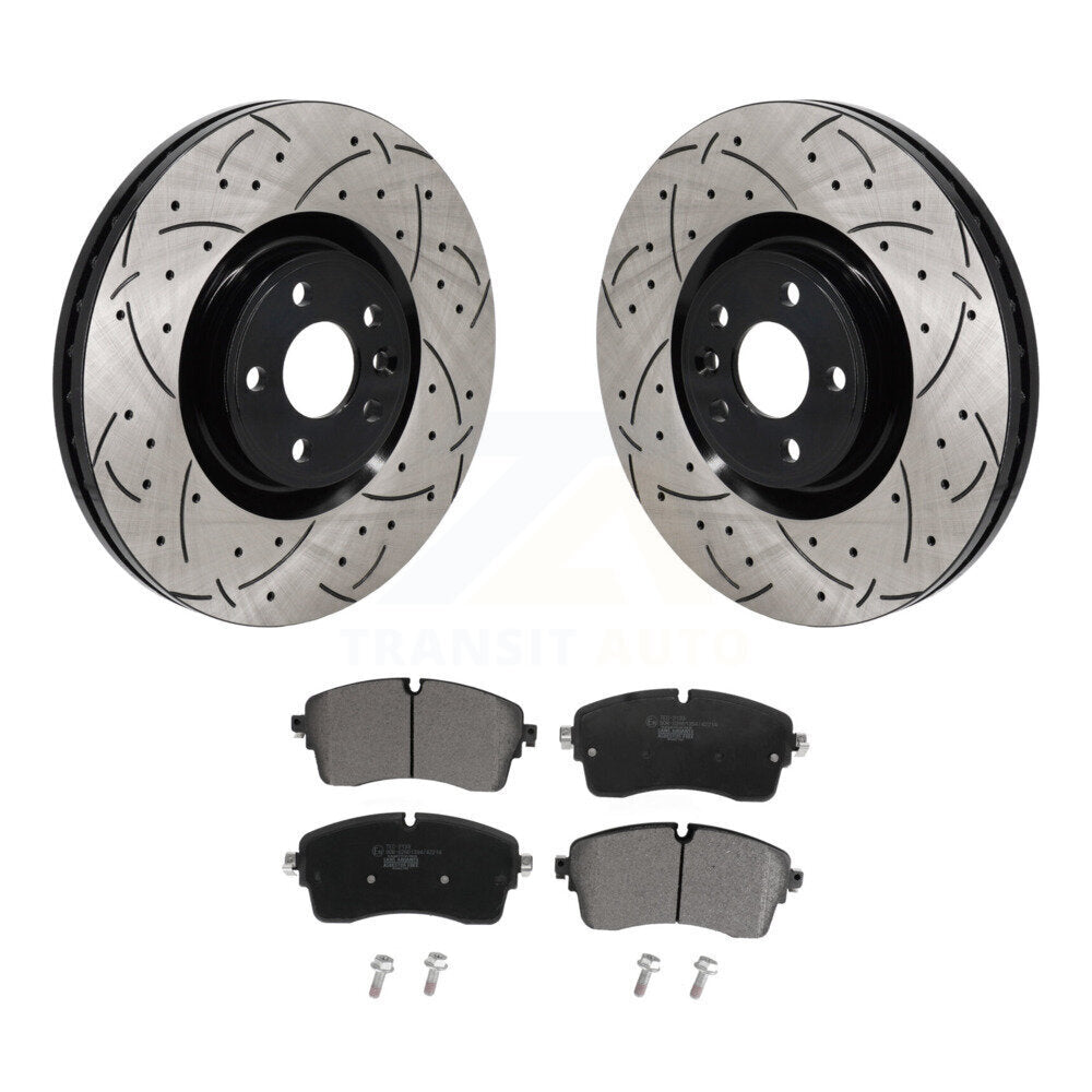 Drill Slot Brake Rotors Ceramic Pad Front Kit For Land Rover Range Evoque Jaguar