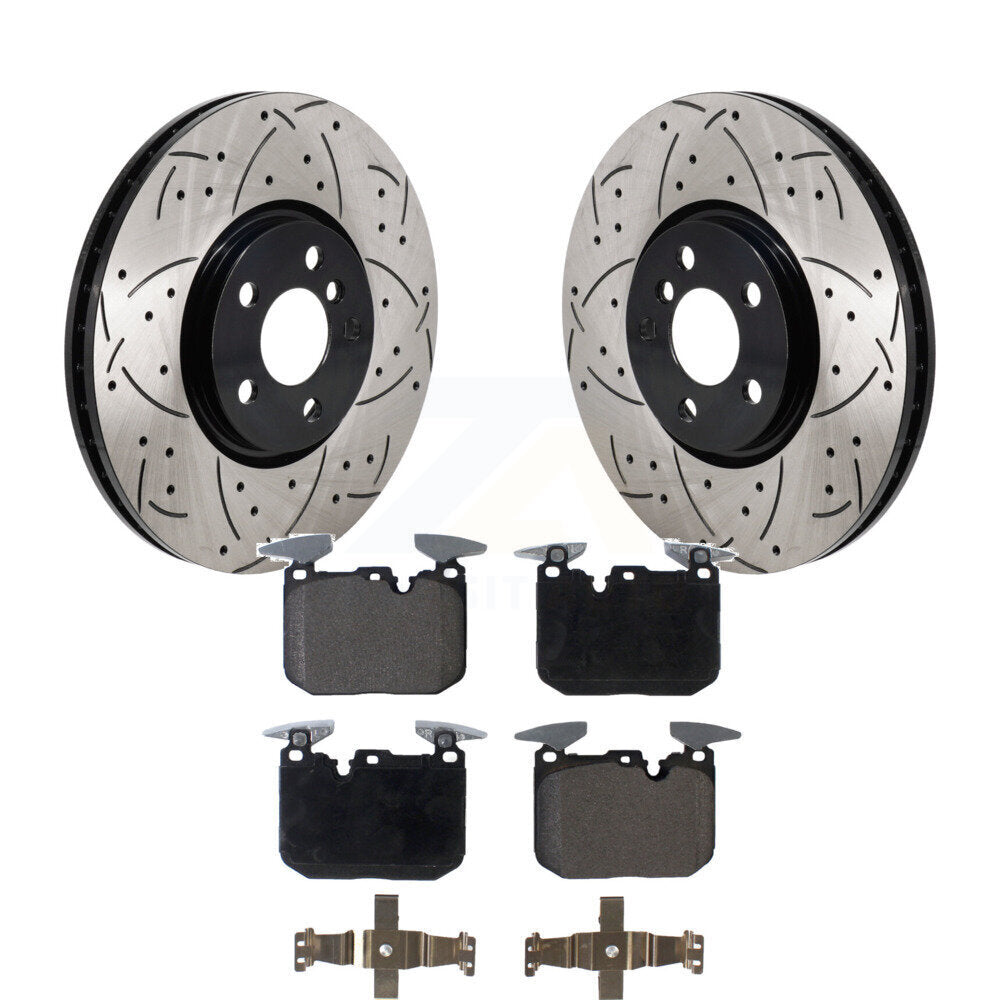 Drilled Slot Brake Rotor Ceramic Pad Front Kit For Mini Cooper John Works