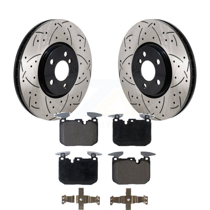 Drilled Slot Brake Rotor Ceramic Pad Front Kit For Mini Cooper John Works