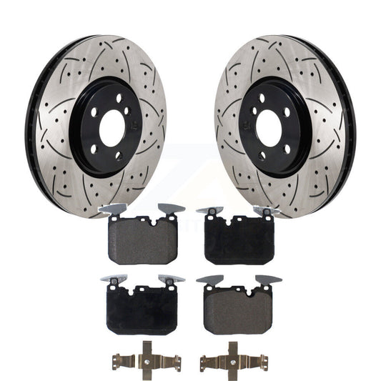 Drilled Slot Brake Rotor Ceramic Pad Front Kit For Mini Cooper John Works