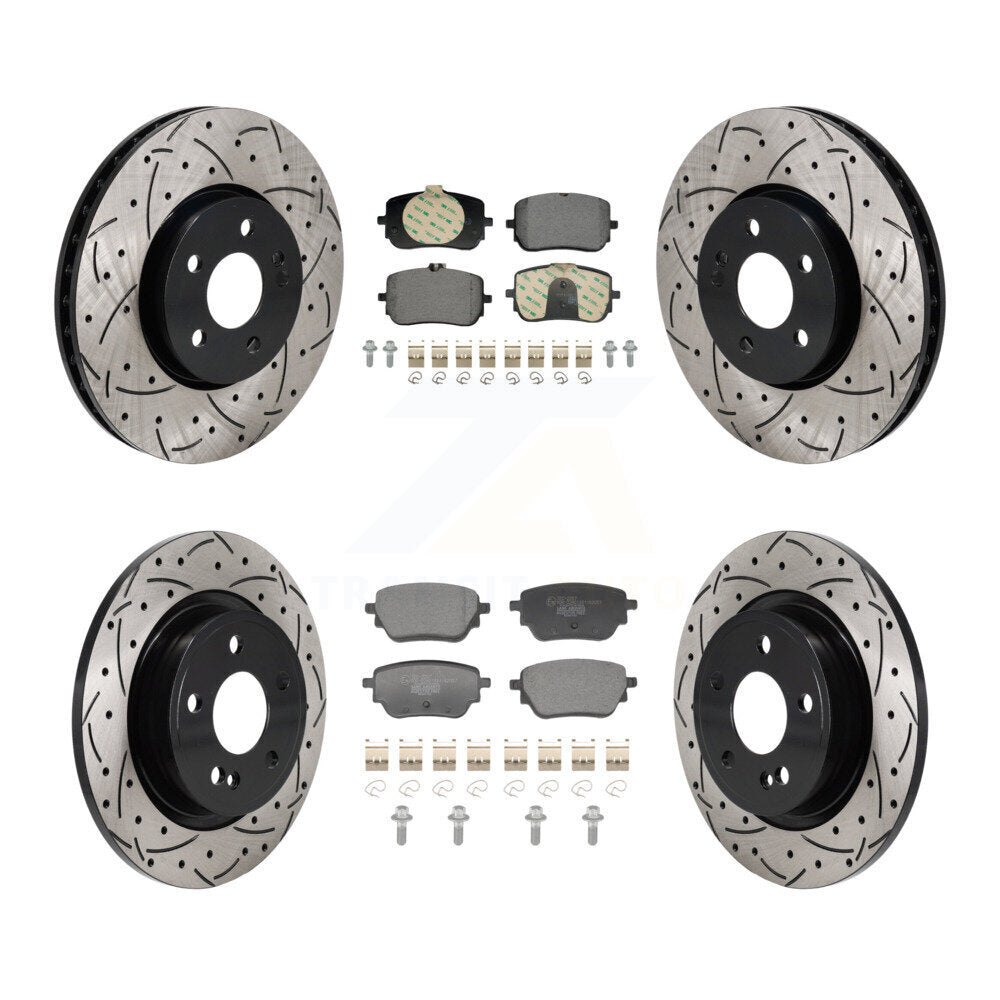 Drill Slot Brake Rotors Ceramic Pad Front Rear Kit For Mercedes-Benz A220 CLA250