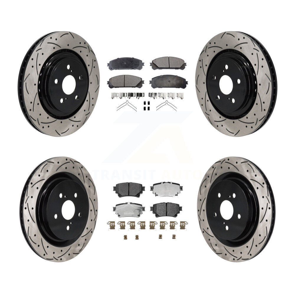 Drilled Slot Brake Rotors Ceramic Pad Front Rear Kit For 20-22 Toyota Highlander