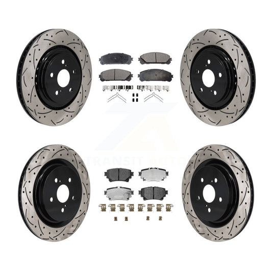Drilled Slot Brake Rotors Ceramic Pad Front Rear Kit For 20-22 Toyota Highlander
