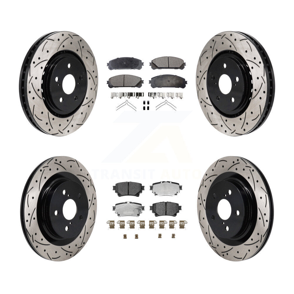 Drilled Slot Brake Rotor Ceramic Pad Front Rear Kit For Toyota Sienna RAV4 Prime