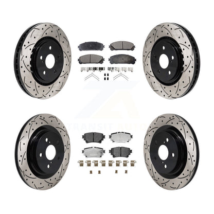 Drilled Slot Brake Rotor Ceramic Pad Front Rear Kit For Toyota Sienna RAV4 Prime