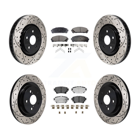 Drilled Slot Brake Rotor Ceramic Pad Front Rear Kit For Toyota Sienna RAV4 Prime