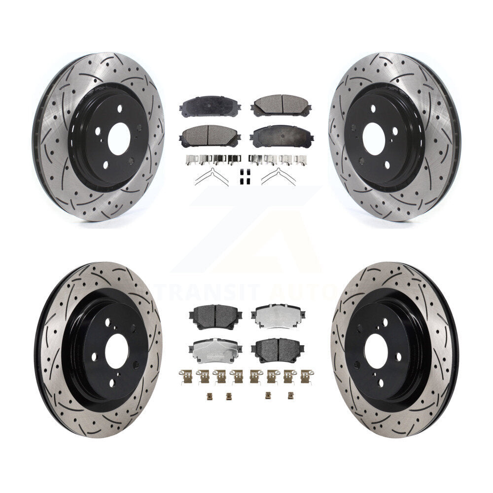 Drilled Slot Brake Rotor Ceramic Pad Front Rear Kit For Lexus NX350h NX350 NX250