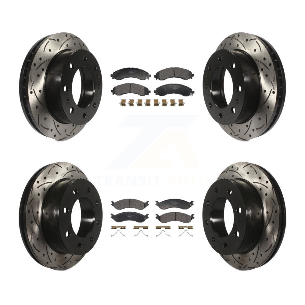 Drill Slot Brake Rotors Ceramic Pad Front Rear Kit For GMC Savana 2500 Chevrolet
