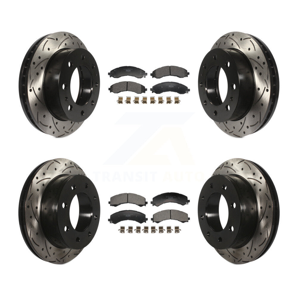 Drill Slot Brake Rotors Ceramic Pad Front Rear Kit For GMC Savana 2500 Chevrolet