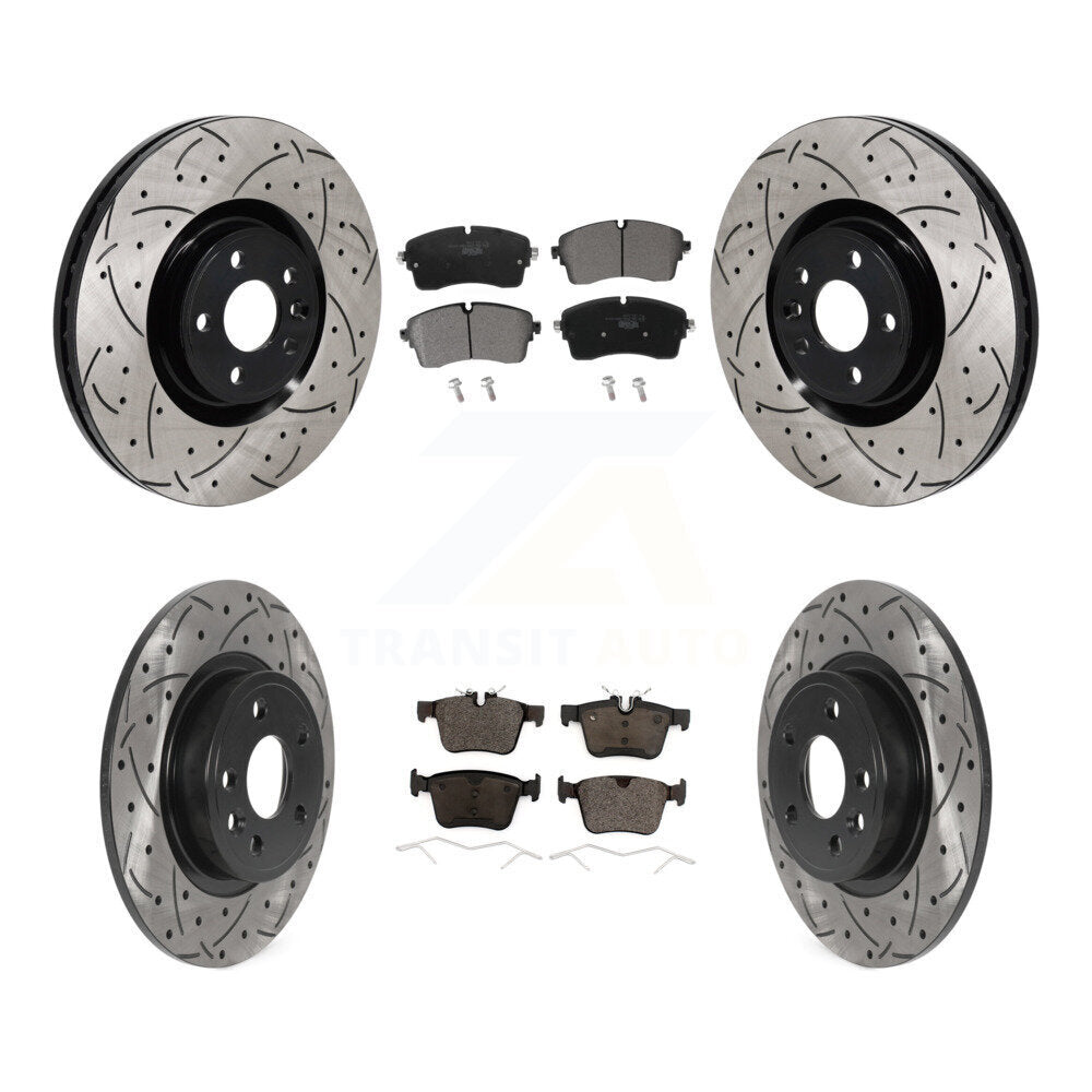 Coated Drill Slot Disc Brake Rotors Ceramic Pad Front Rear Kit For Jaguar E-Pace