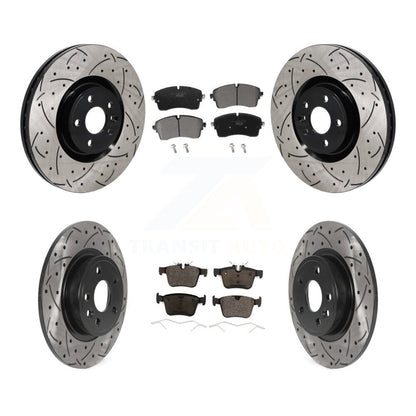 Coated Drill Slot Disc Brake Rotors Ceramic Pad Front Rear Kit For Jaguar E-Pace