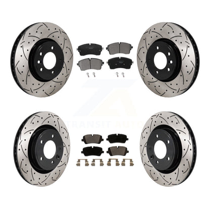 Drill Slot Brake Rotor Ceramic Pad Front Rear Kit For Land Rover Discovery Range