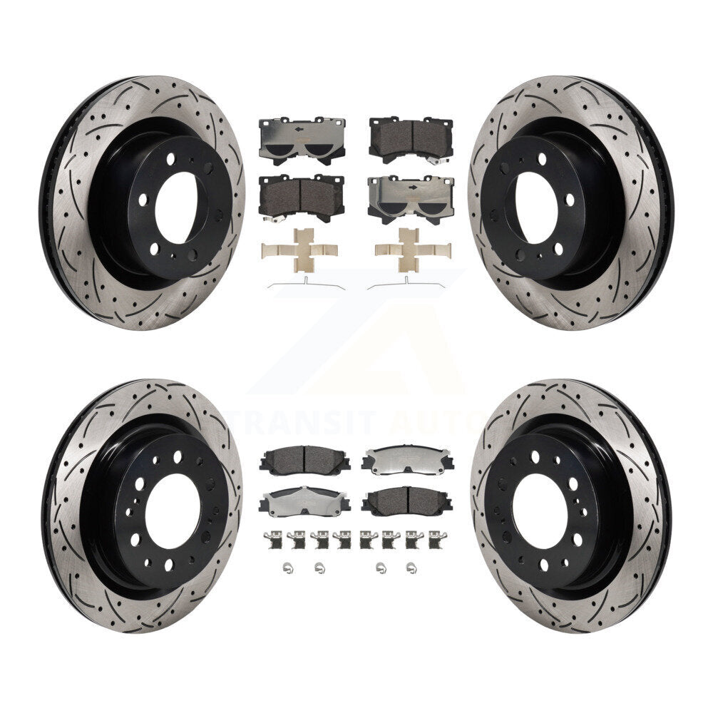 Drill Slot Disc Brake Rotor Ceramic Pad Front Rear Kit For Toyota Tundra Sequoia