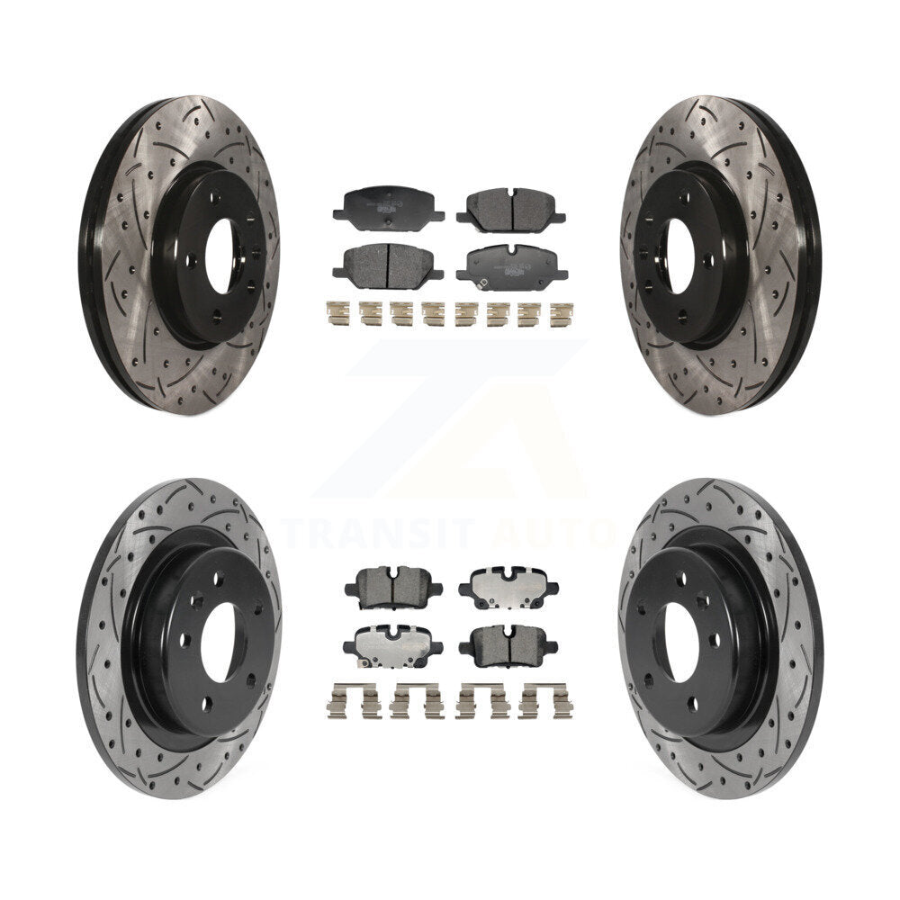 Coated Drilled Slot Disc Brake Rotors Ceramic Pad Front Rear Kit For GMC Terrain